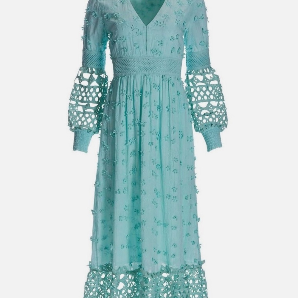 BOSTON PROPER MIXED MEDIA LACE DRESS NET Sz S - Picture 2 of 11